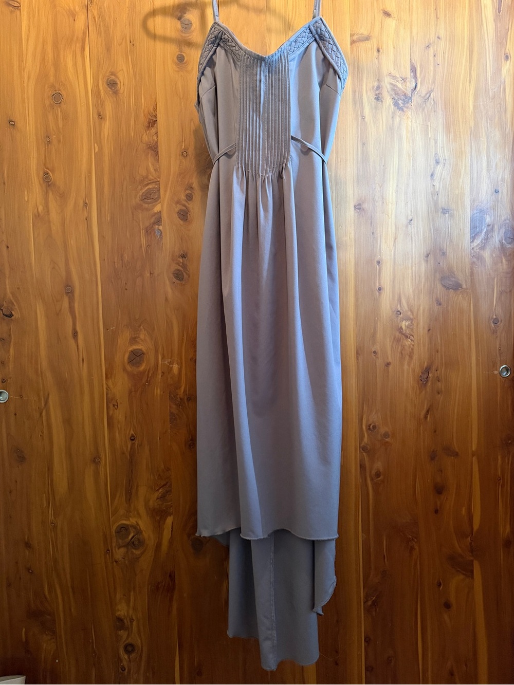 Bar III Taupe High-Low Slip Dress